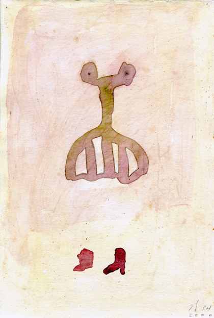 untitled, 2000; Aquarell, Grüner Tee, Bleistift ,Papier / watercolor, green tea, pencil, paper, 25,6 x 17,3 cm