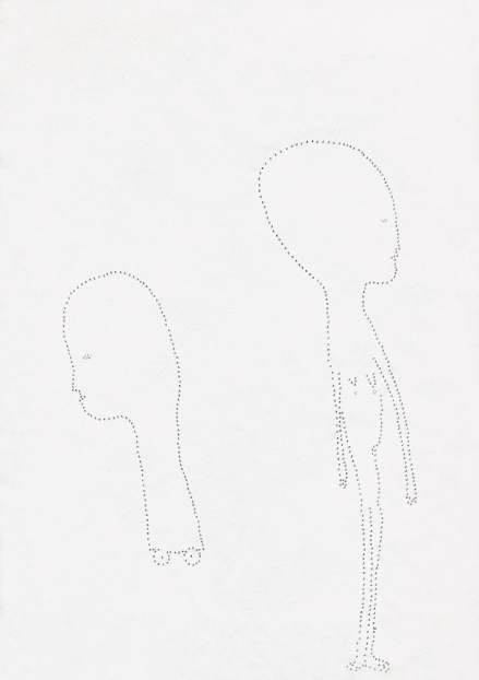 untitled, 1994; Papier, Perforierung mit Nadel / paper, perforated with needle, 29,4 x 21 cm